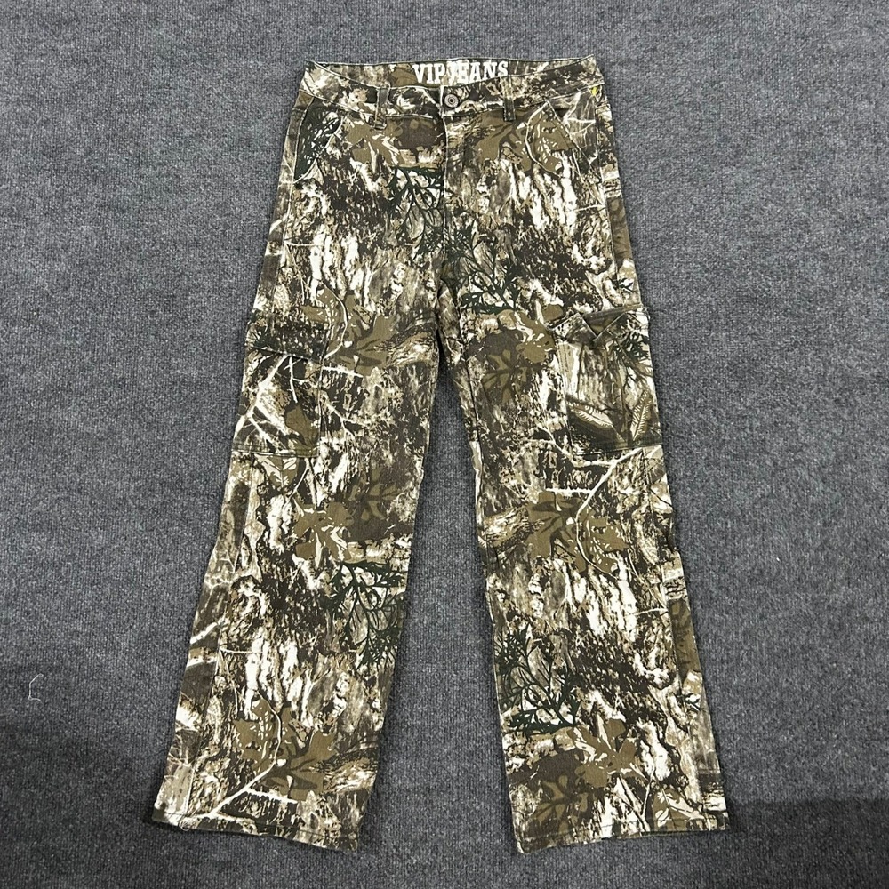 VIP Jeans Cargo Pants Womens Size 11/30 Green Tree Camo Regular Fit Stretch